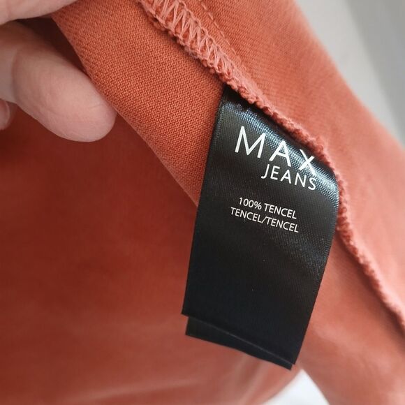 Max Jeans Military Style Drape Long Length Open Front Jacket Dusty Orange - Picture 6 of 10